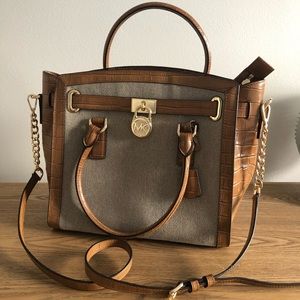 MICHAEL KORS HAMILTON HEMP CANVAS PURSE